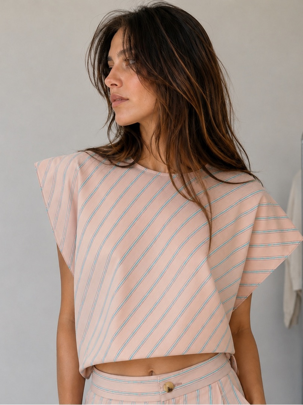 NWT Rachel Comey Sz 0 Oversized Striped Cap-Sleeve Mora Top $350 Cotton top